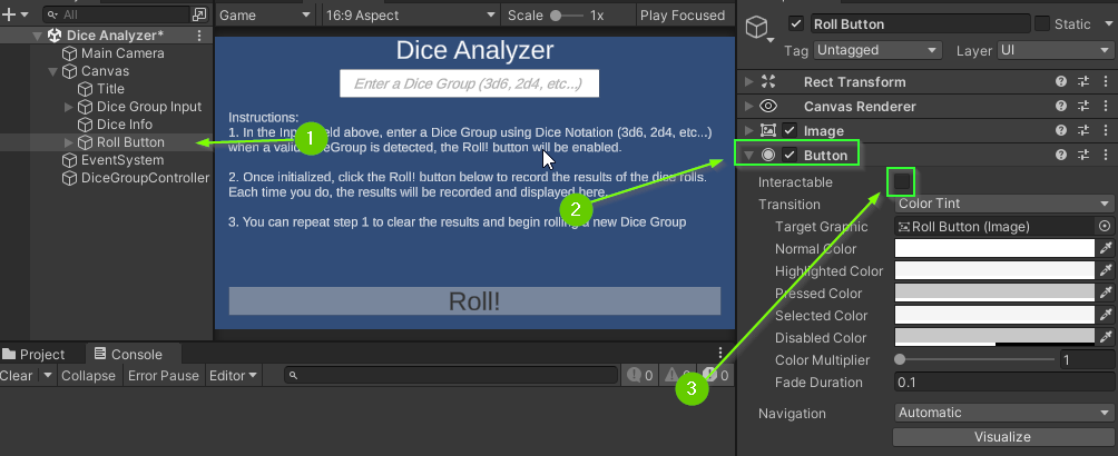 Disable Roll Button