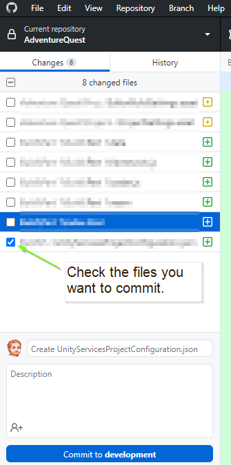 Check the Files to Commit